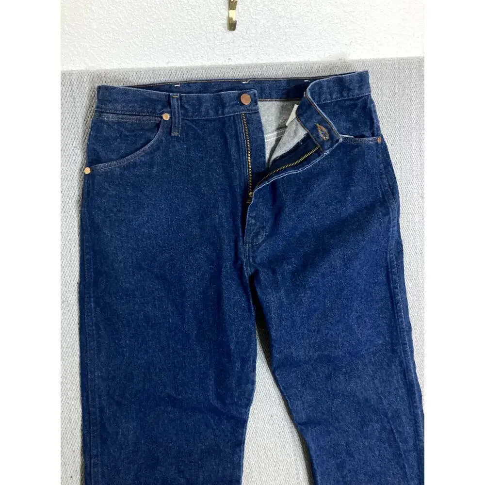 Wrangler Jeans Cowboy Cut Mens 36X36 Blue Dark Wash Straight Workwear Tall 13MWZ